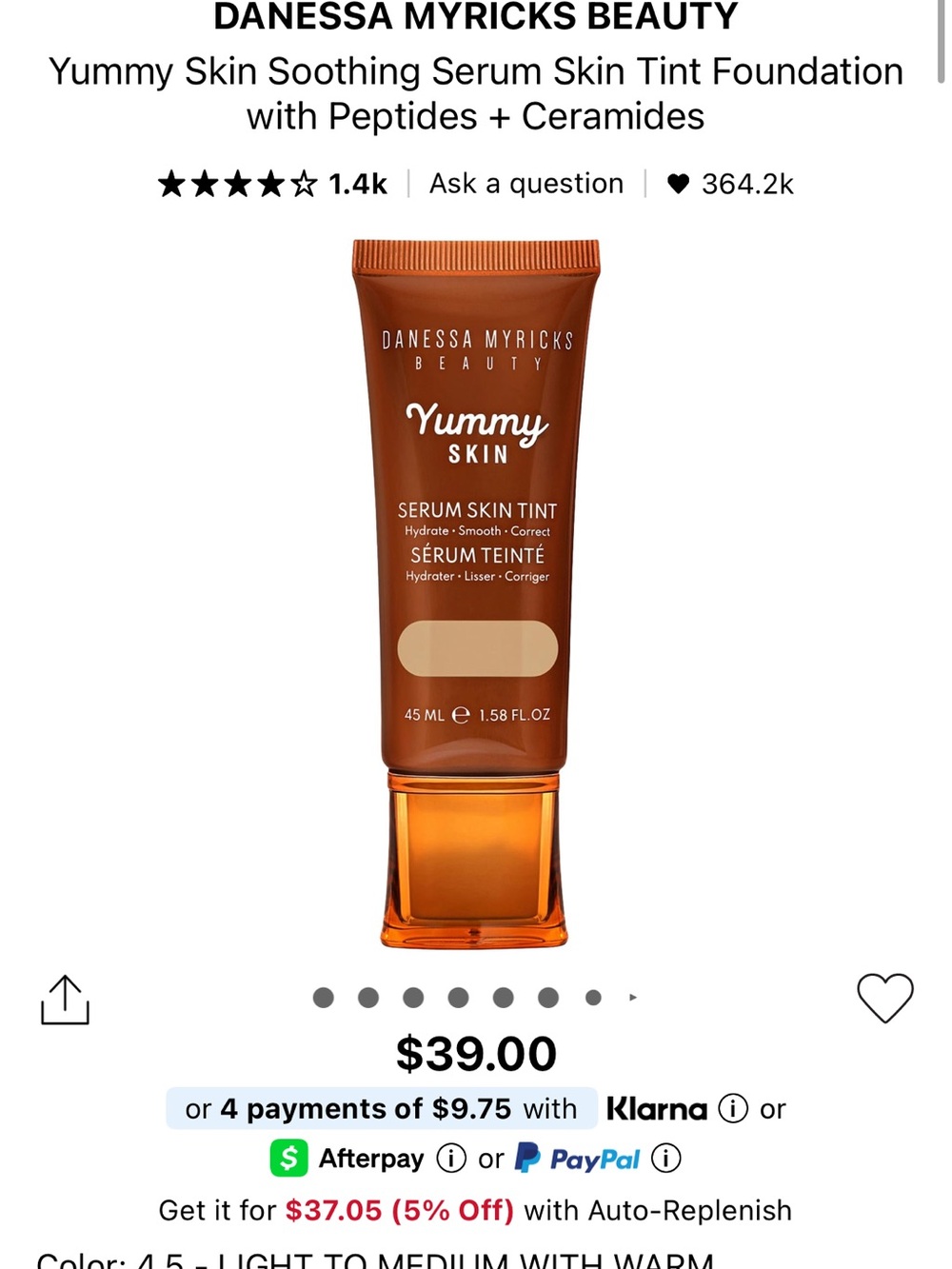 Danessa Myricks Beauty Yummy Skin Serum Skin Tint - shade 5 - Picture 3 of 3